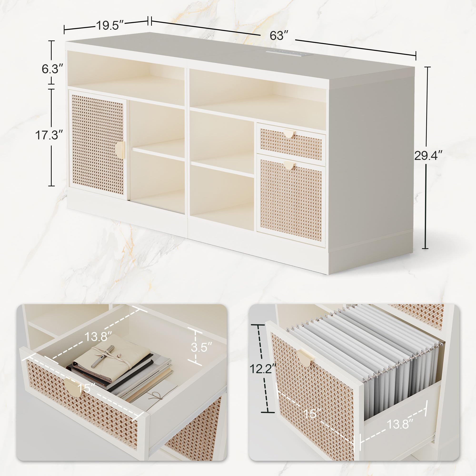 2-Drawer Lateral File Cabinet with Lock and Storage Shelves
