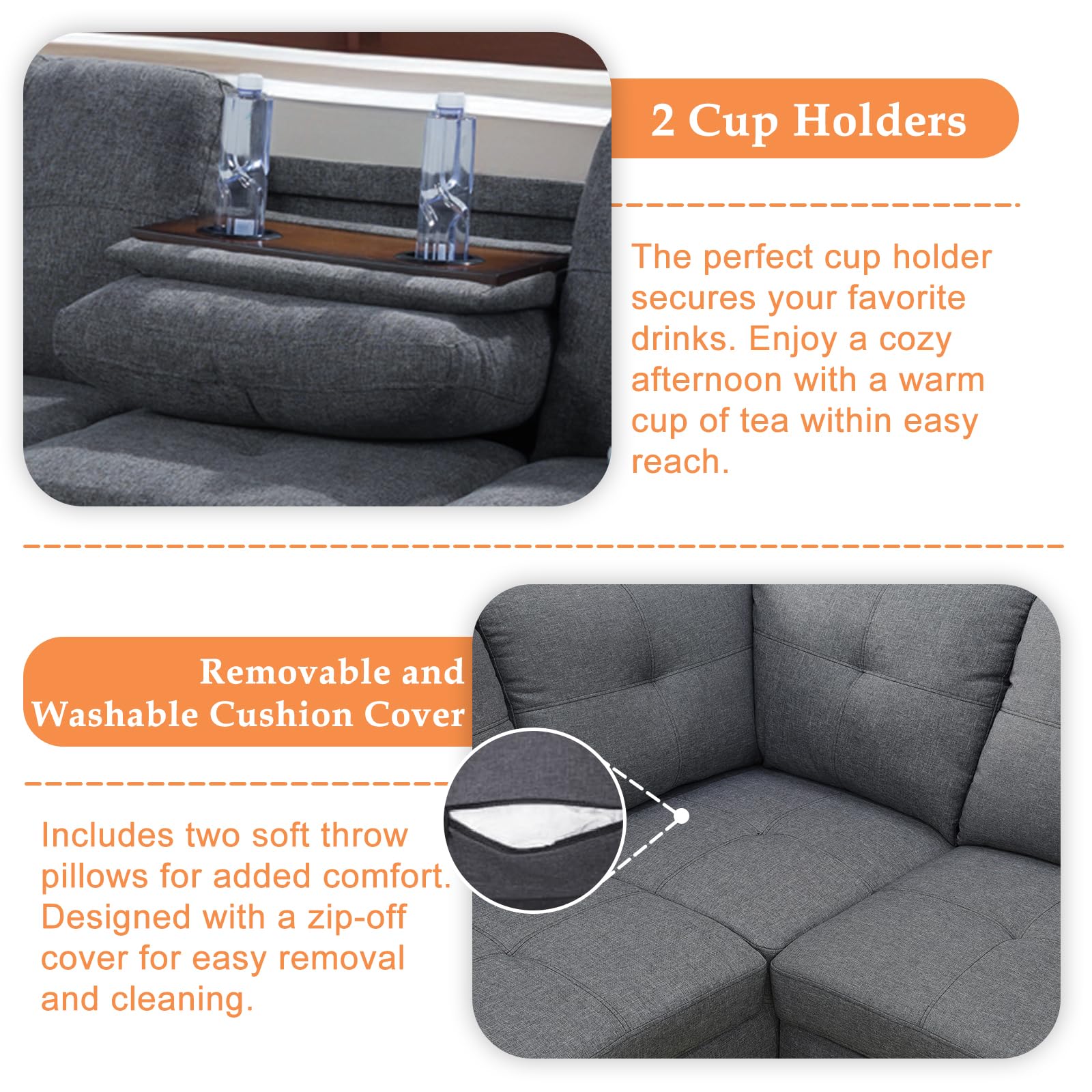 Sectional Sofa with Chaise Lounge and Ottoman