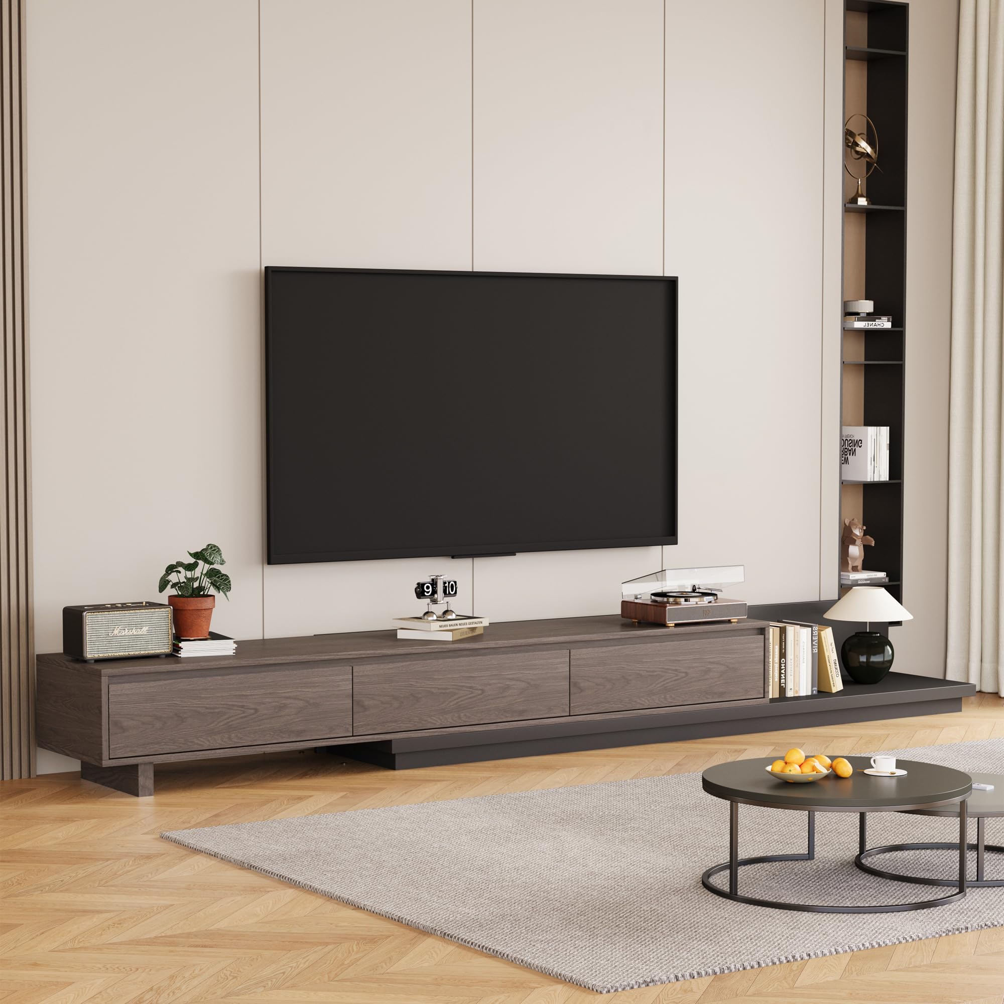 Extendable TV Stand with 3 Drawers