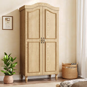Arched Armoire Wardrobe Closet with 2 Doors and Hanging Rod