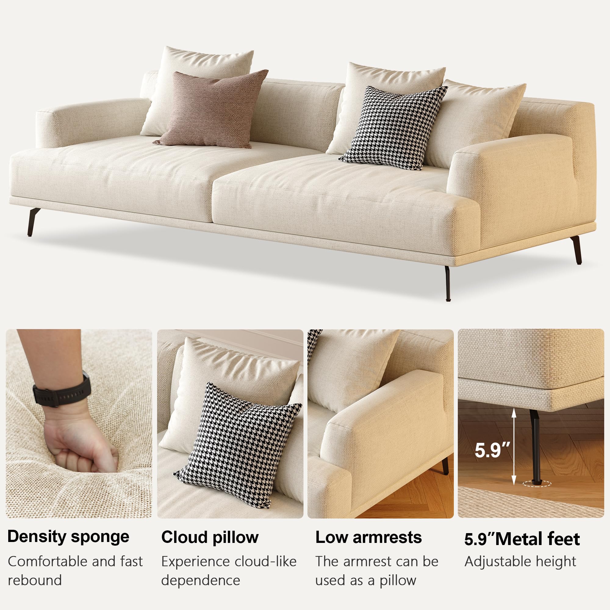 110.2" Modern Sectional Sofa with Deep Seat