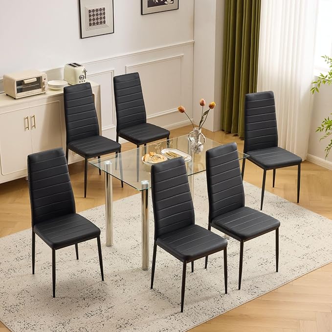 Dining Chairs Set of 4 PU Leather Padded High Back