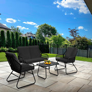 4-Piece Outdoor Patio Furniture Set with Loveseat and Coffee Table