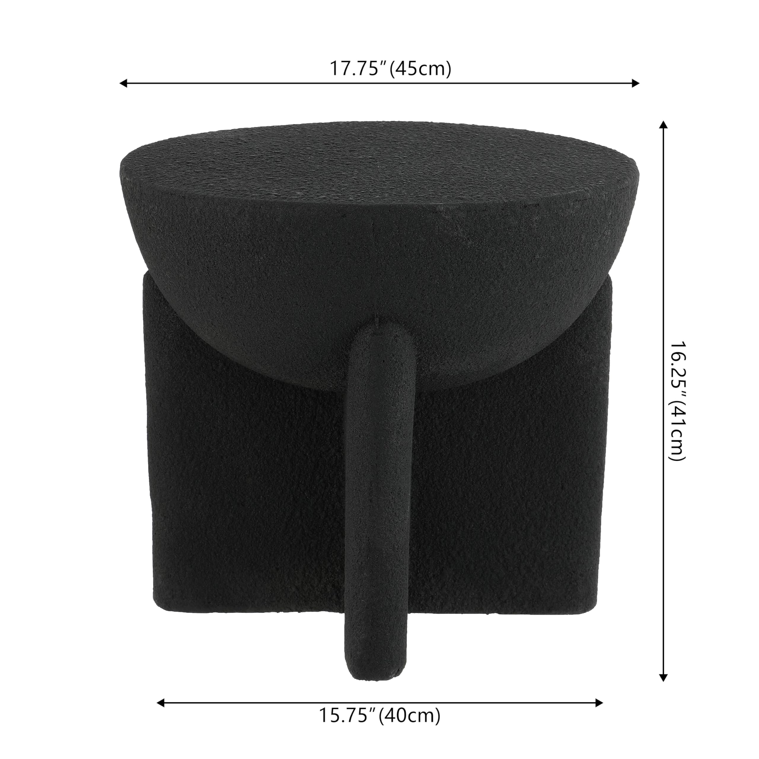 16.25" Drum Accent Table - Indoor/Outdoor Black Frosted