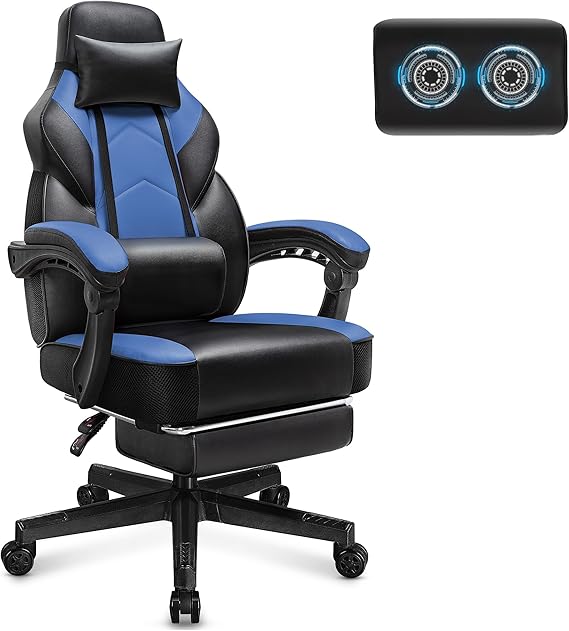 Gaming Chair with Massage and Footrest