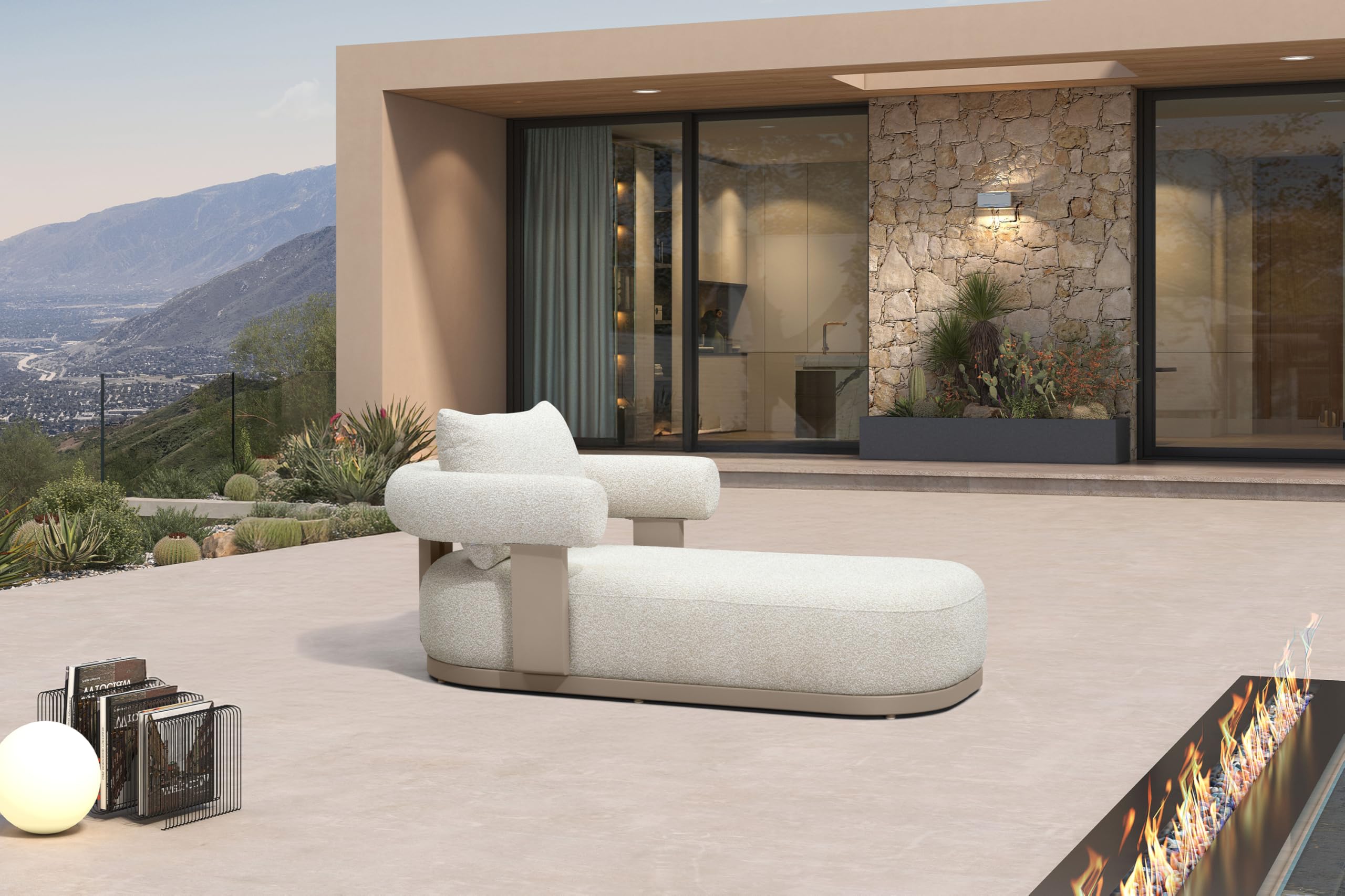 Outdoor Chaise Lounge Chair with Lumbar Pillow and Armrest