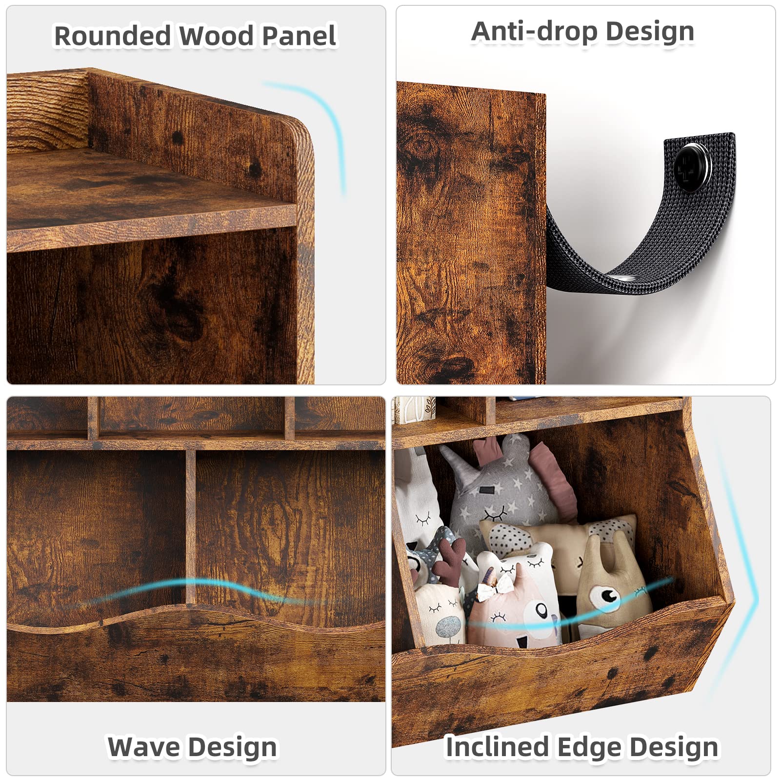 IDEALHOUSE Toy Bookshelf and Bookcase, Multi Shelf with Cubby Organizer Cabinet for Storage Books and Toys, for Bedroom, Playroom, Hallway