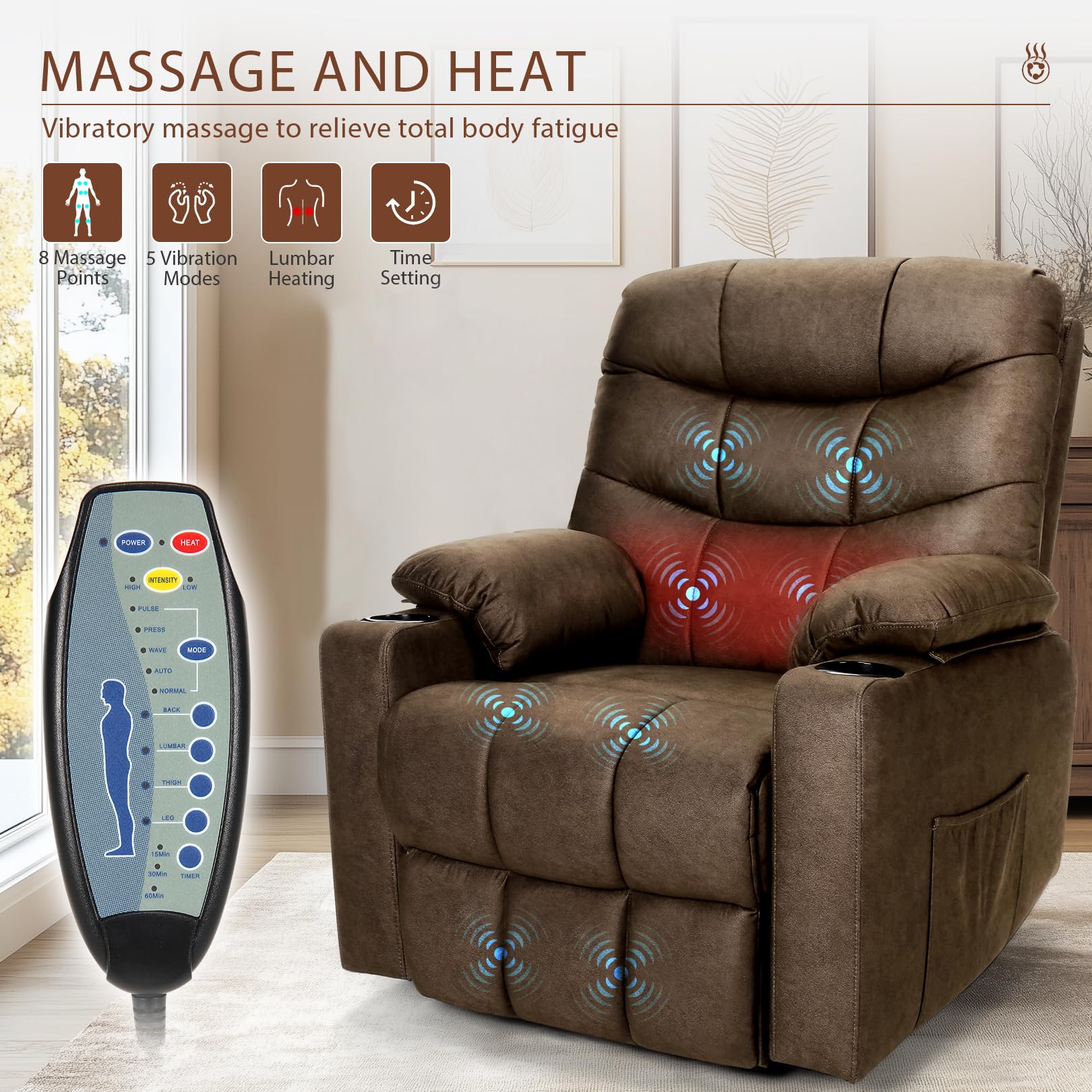 Electric Power Lift Recliner Chair with Heat and Massage