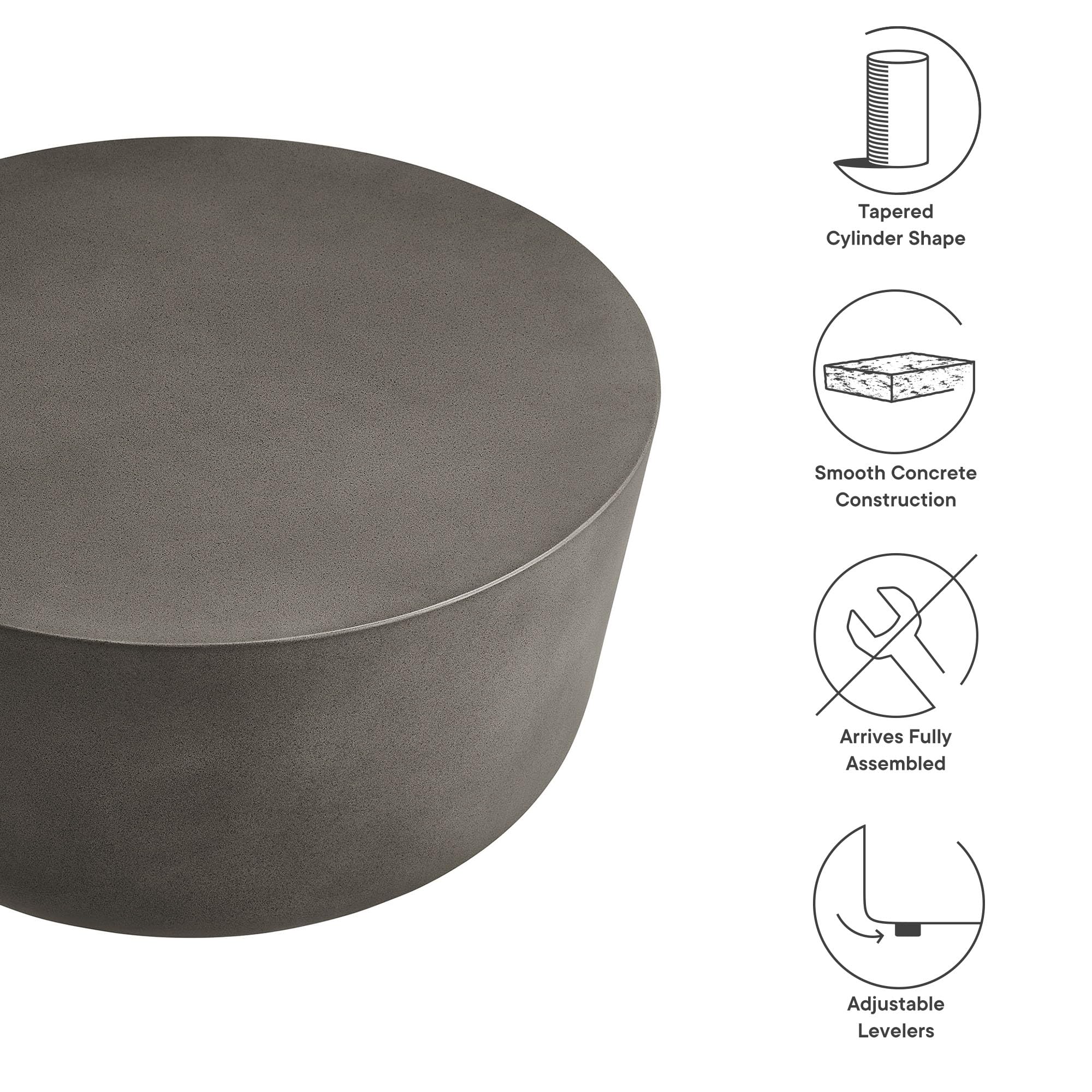 34 Inch Round Concrete Coffee Table