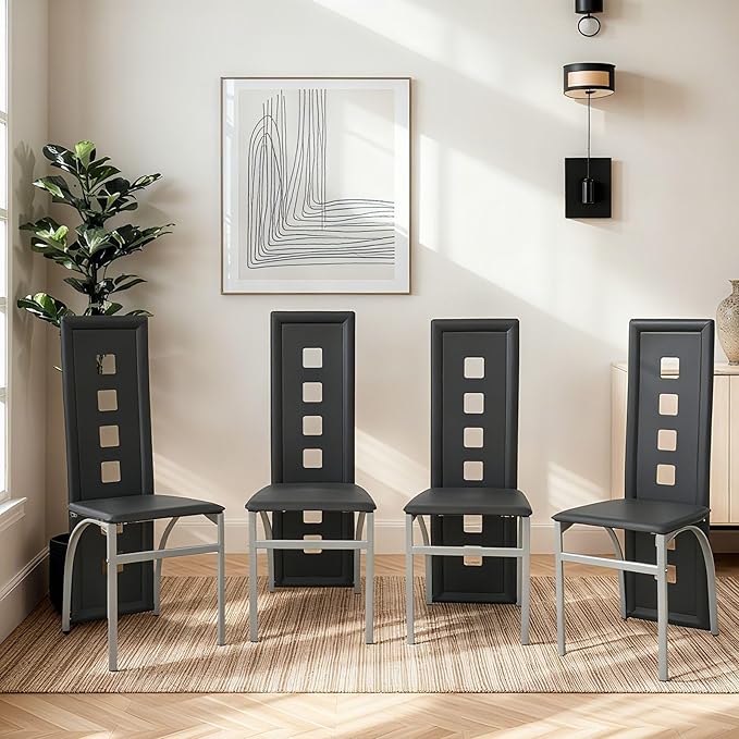 Dining Chairs Set of 4 PU Leather Padded High Back