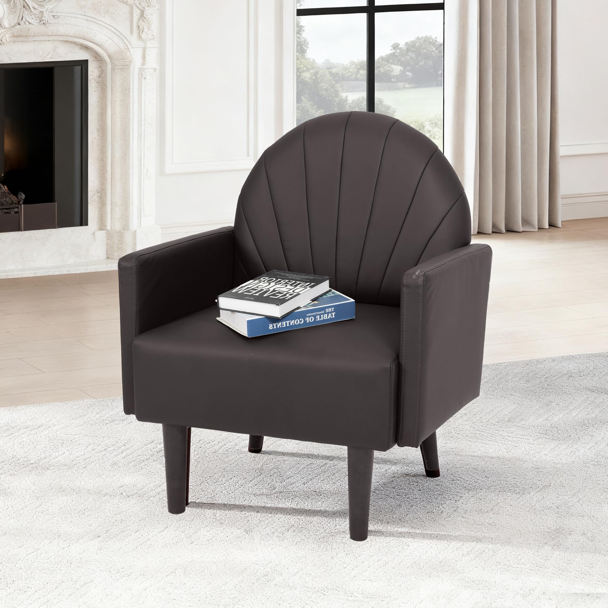Shell Back Accent Chair with High Resilience Foam Cushion