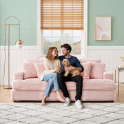 Pink Corduroy Sleeper Sofa 3-Seater with Deep Seat