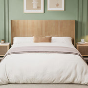 Wood Headboard Queen Size - 64.6" Wide Wall Mounted Fluted Panel