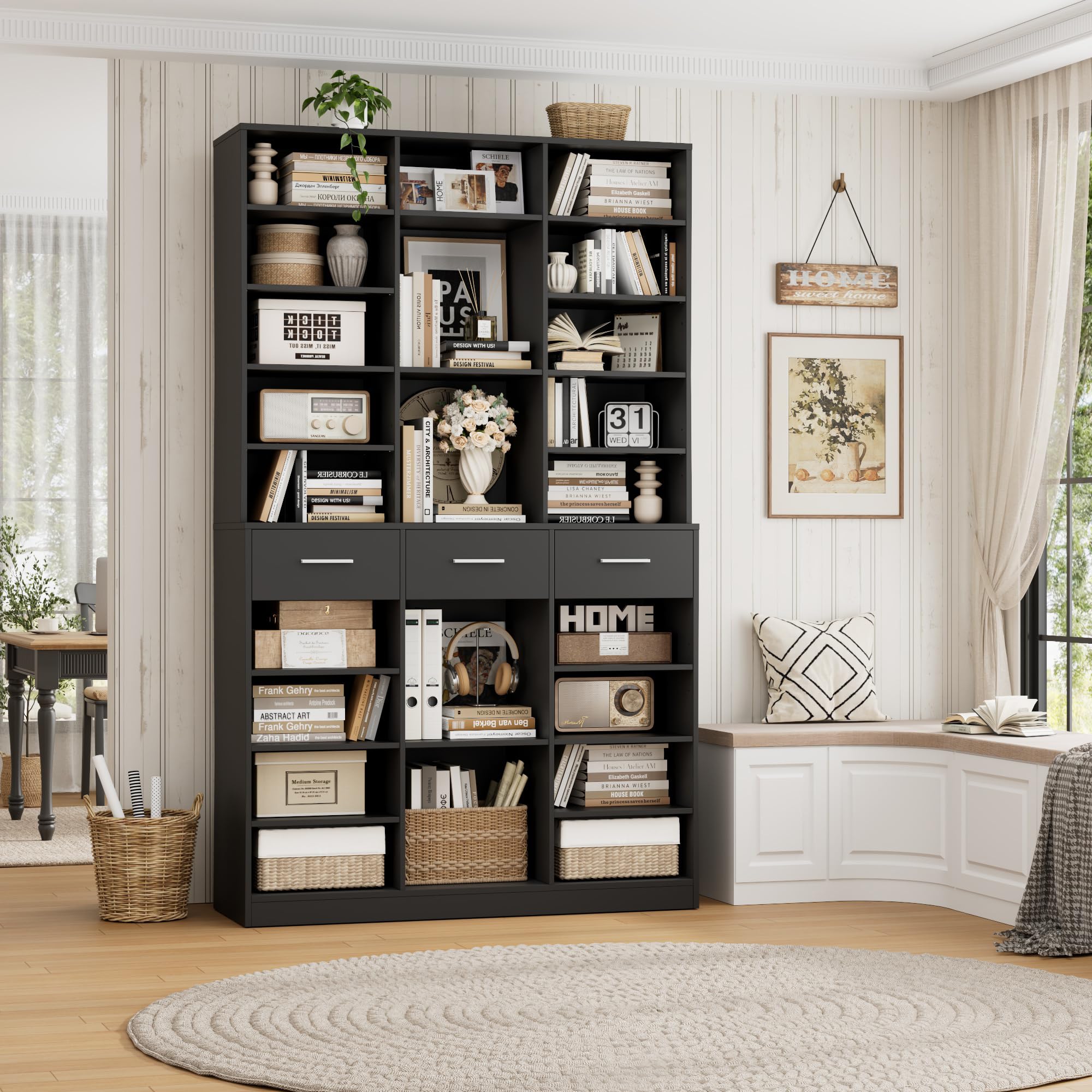 75" Tall Bookshelf with Drawers
