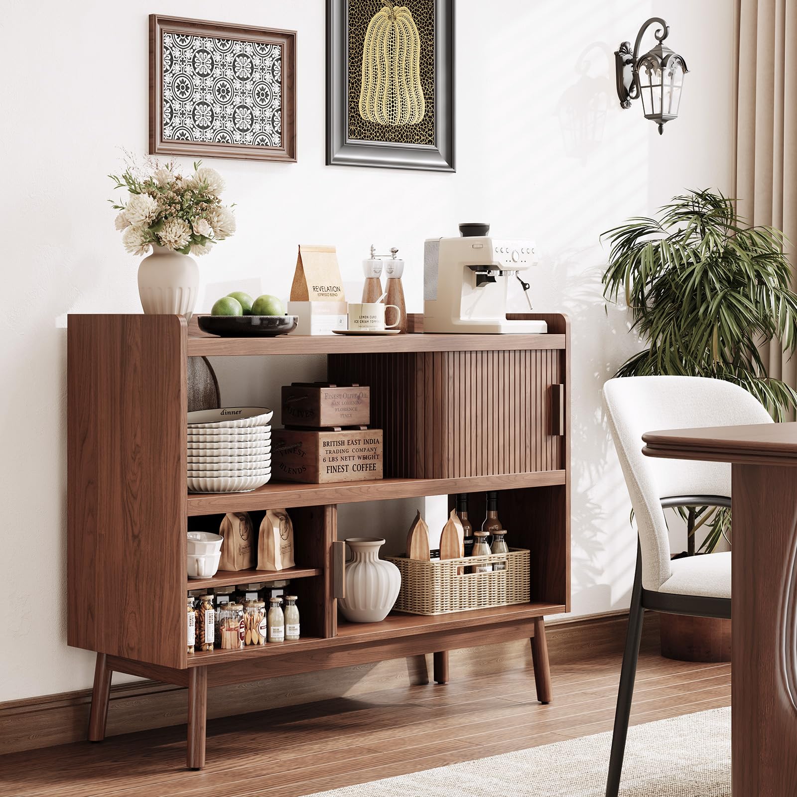Sideboard Buffet Cabinet with Outlet and Adjustable Shelves