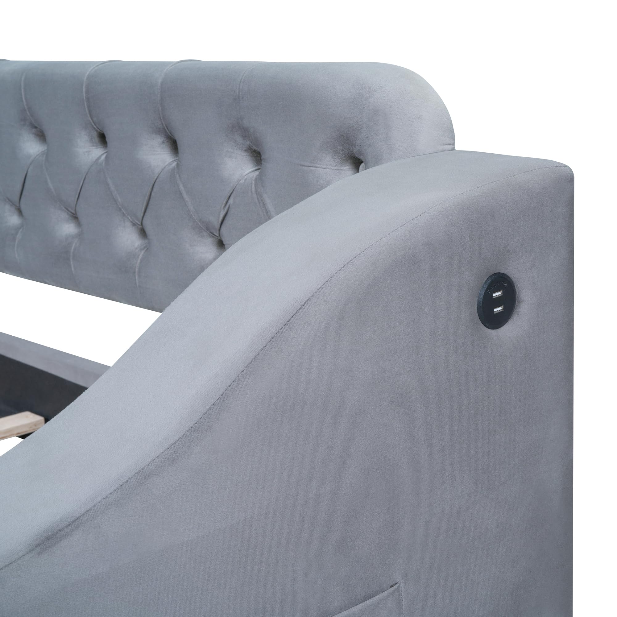 Twin Size Velvet Upholstered Daybed with Storage Drawers