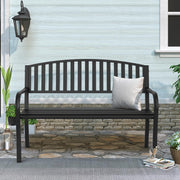 Outdoor Garden Bench - Weatherproof Anti-Rust Heavy-Duty Wrought Iron Metal