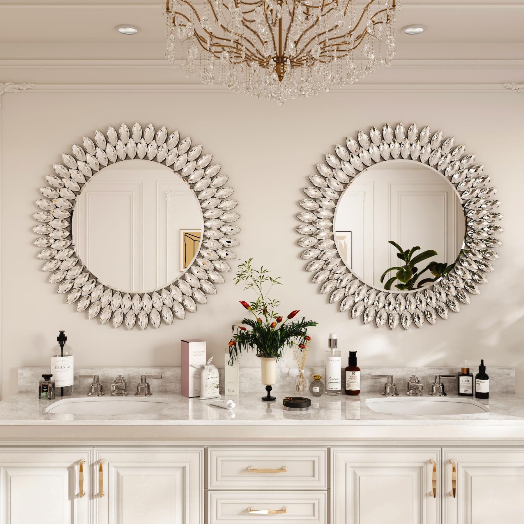 Round Diamond Wall Mirror 26 Inch