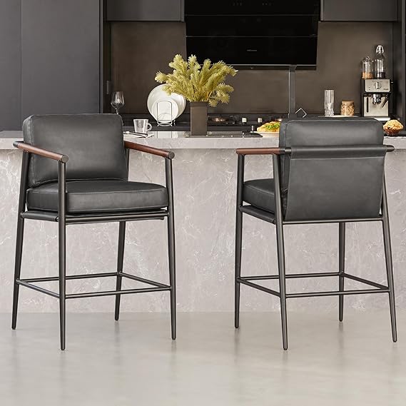 Mid Century Modern Counter Height Bar Stools Set of 2