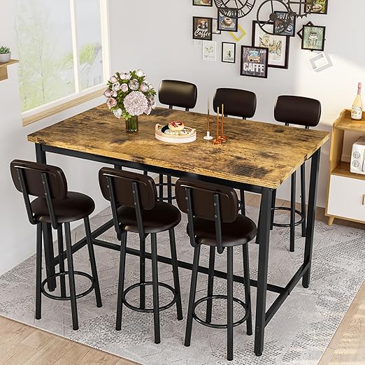 7-Piece Counter Height Dining Set with 6 Chairs