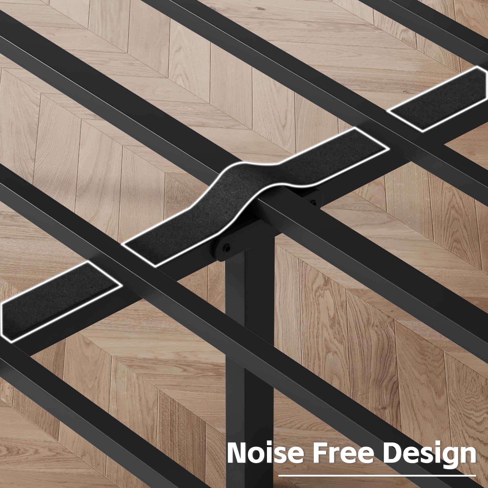 Queen Bed Frame with PU Leather Upholstered Headboard