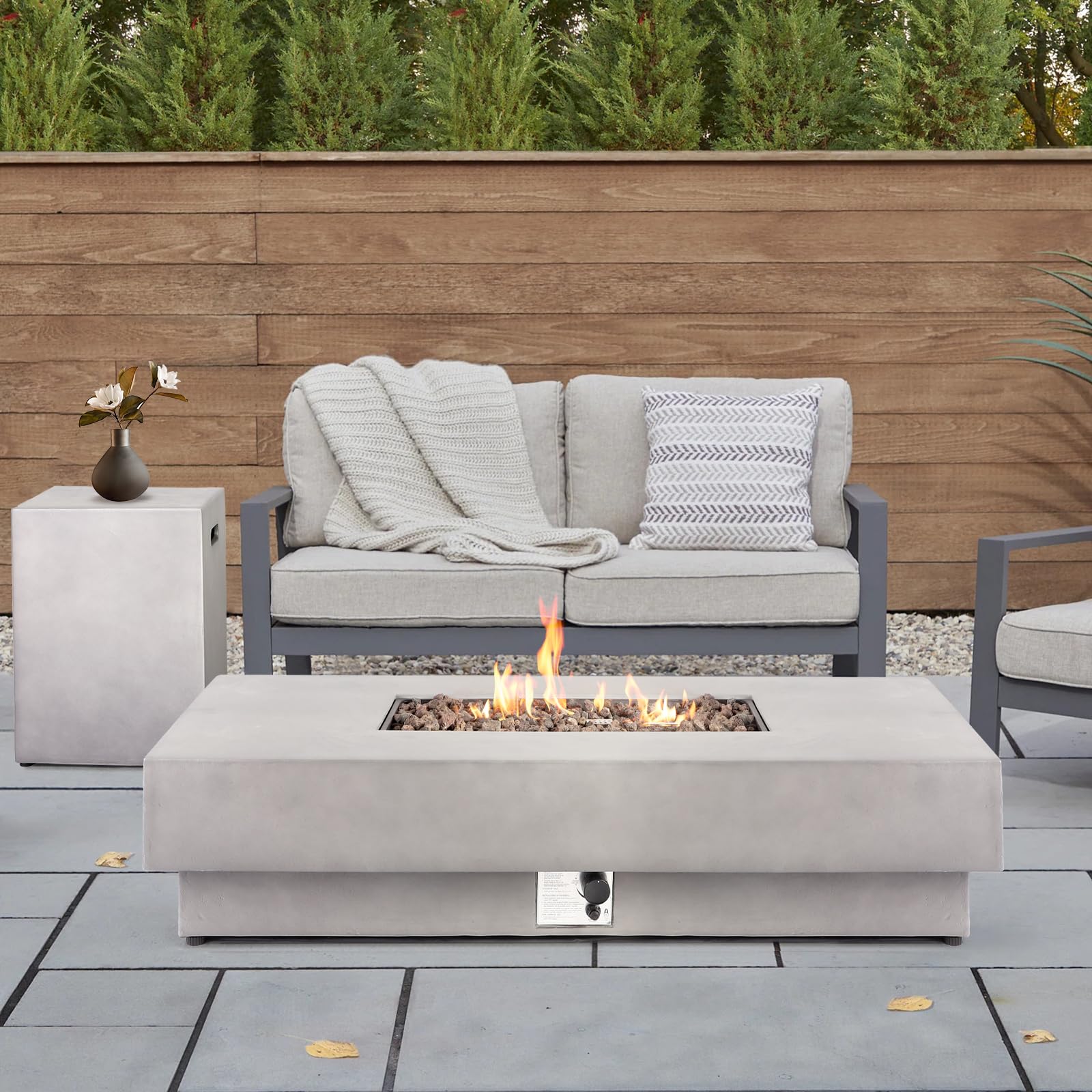 Rectangular Concrete Fire Pit Table