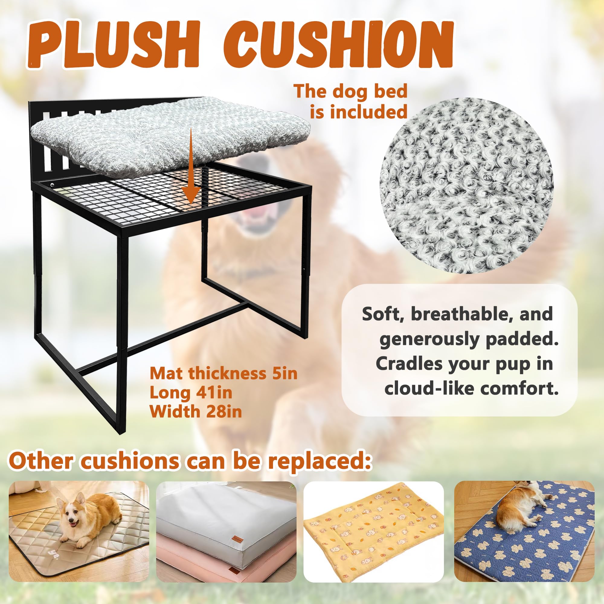 Adjustable Height Dog Bunk Bed with Cushion