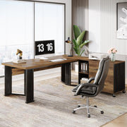 70.86" L-Shaped Executive Desk with Mobile File Cabinet