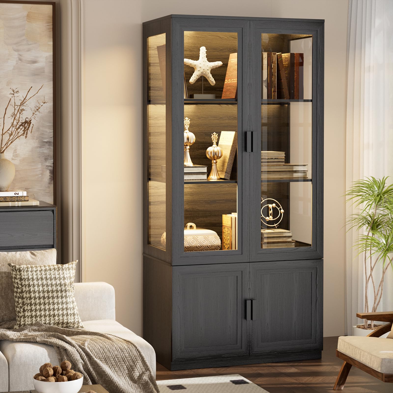 67" Display Cabinet with Acrylic Doors and LED Lights