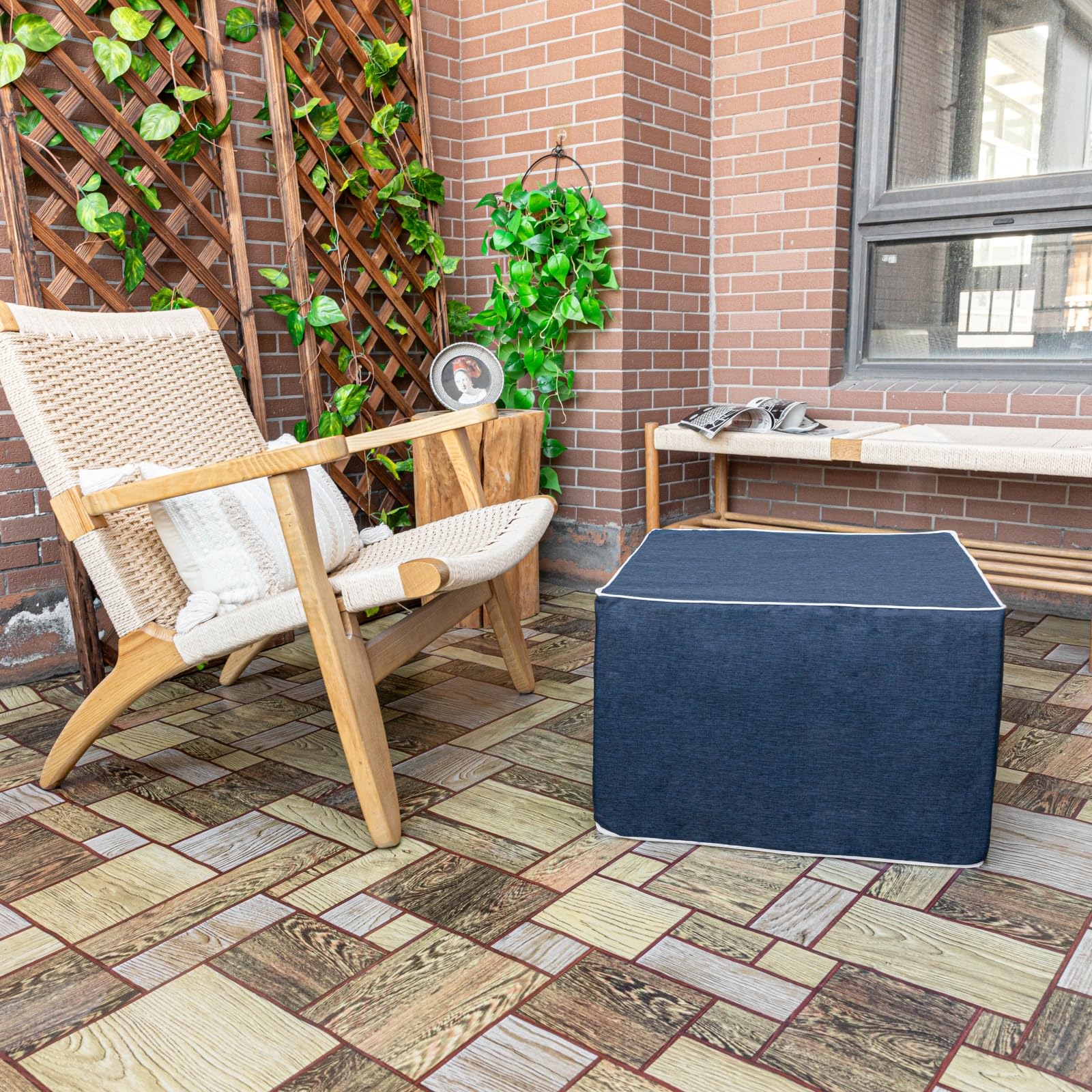 Outdoor Square Ottoman 20x20x14 Inches Waterproof Foam Footstool