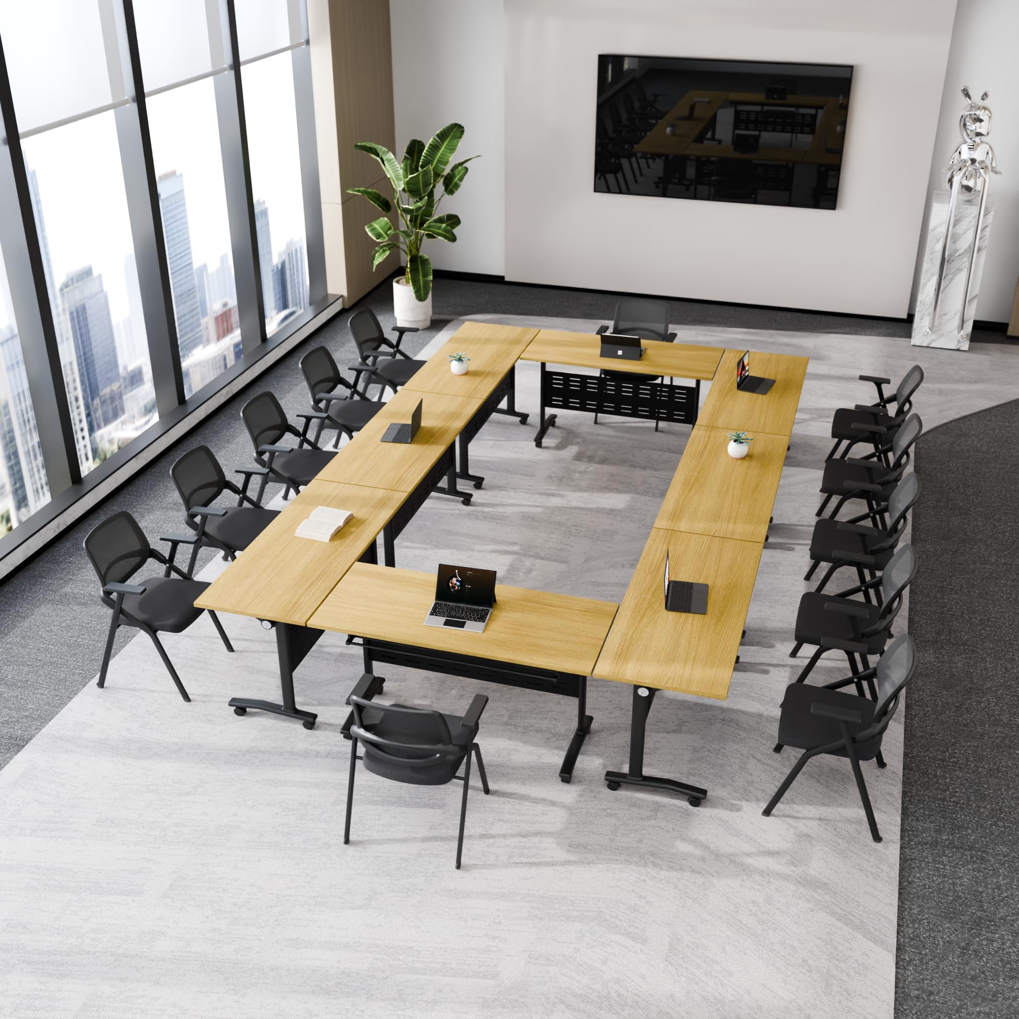 Folding Conference Table with Silent Wheels 61 Inch 2-Pack