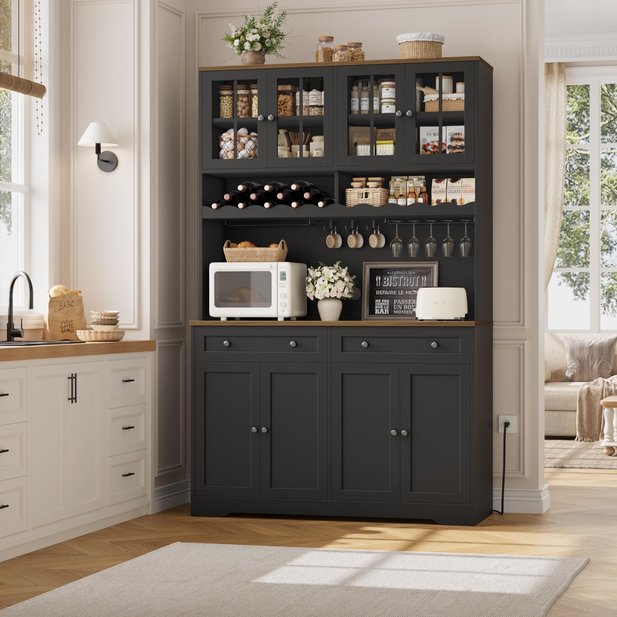 Kitchen Pantry Cabinet with Charging Station