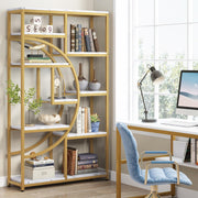 Industrial 5 Tier Bookshelf with 9 Open Storage Shelves
