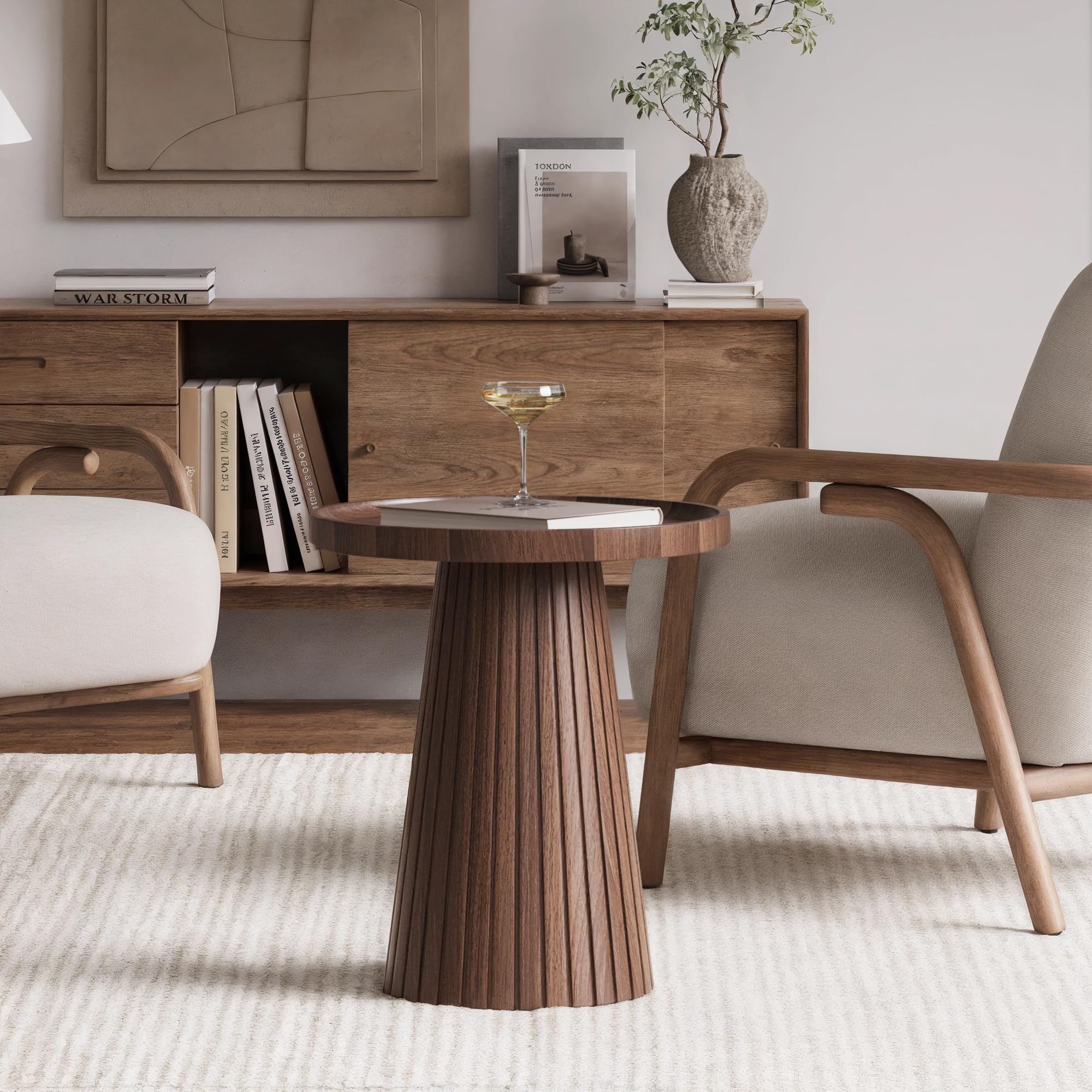 Nesting Coffee Table Set of 2 Mid Century Modern Round Tea Table