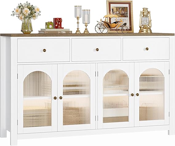 55" Black Buffet Cabinet with Storage
