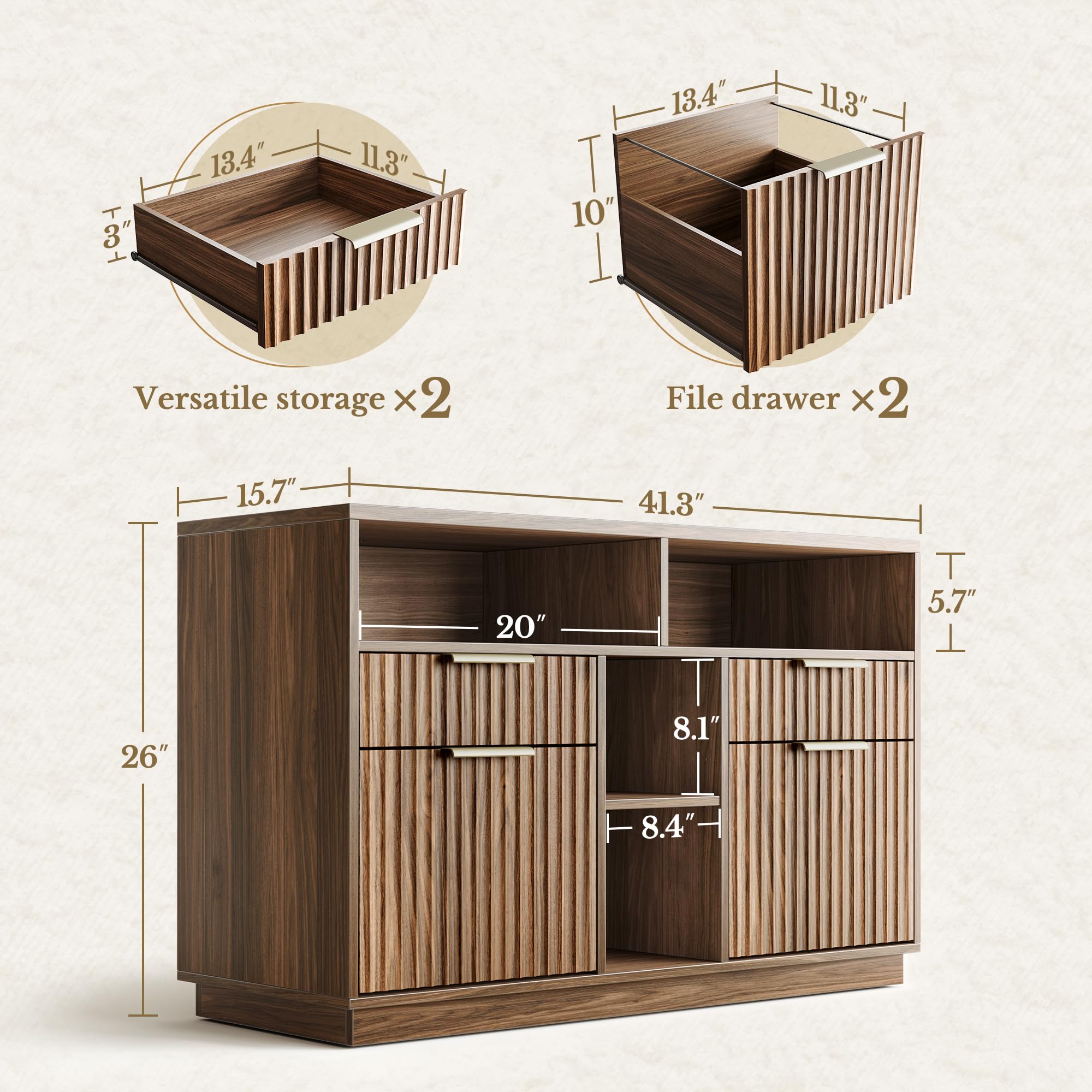 4 Drawer File Cabinet with Lock and Charging Station