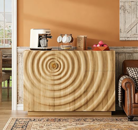 47.2" Sideboard Buffet Cabinet with Drawers and Adjustable Shelf