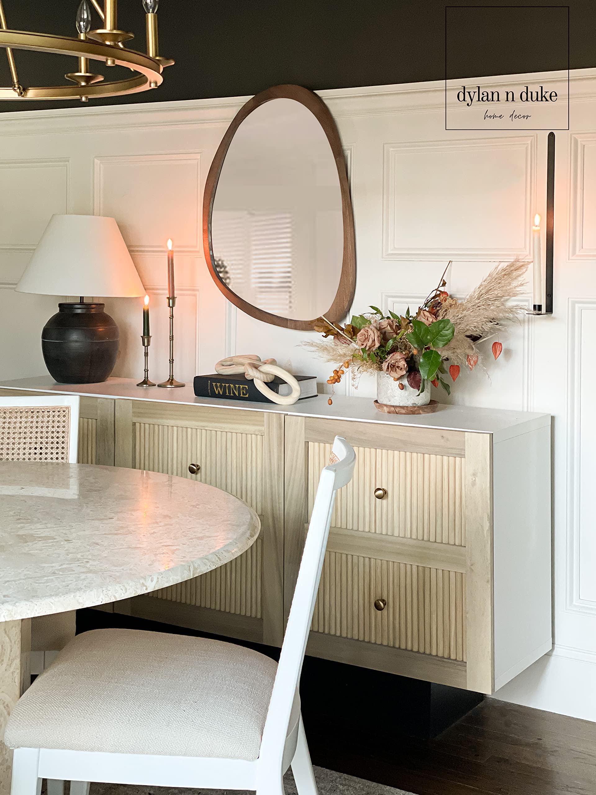 Asymmetrical Wood Frame Wall Mirror
