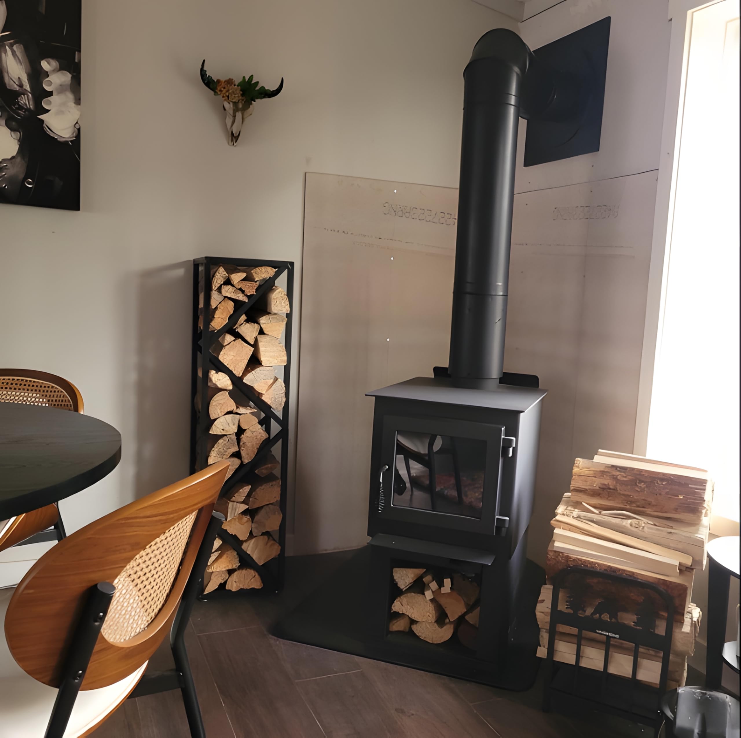 Indoor Firewood Rack with Adjustable Feet