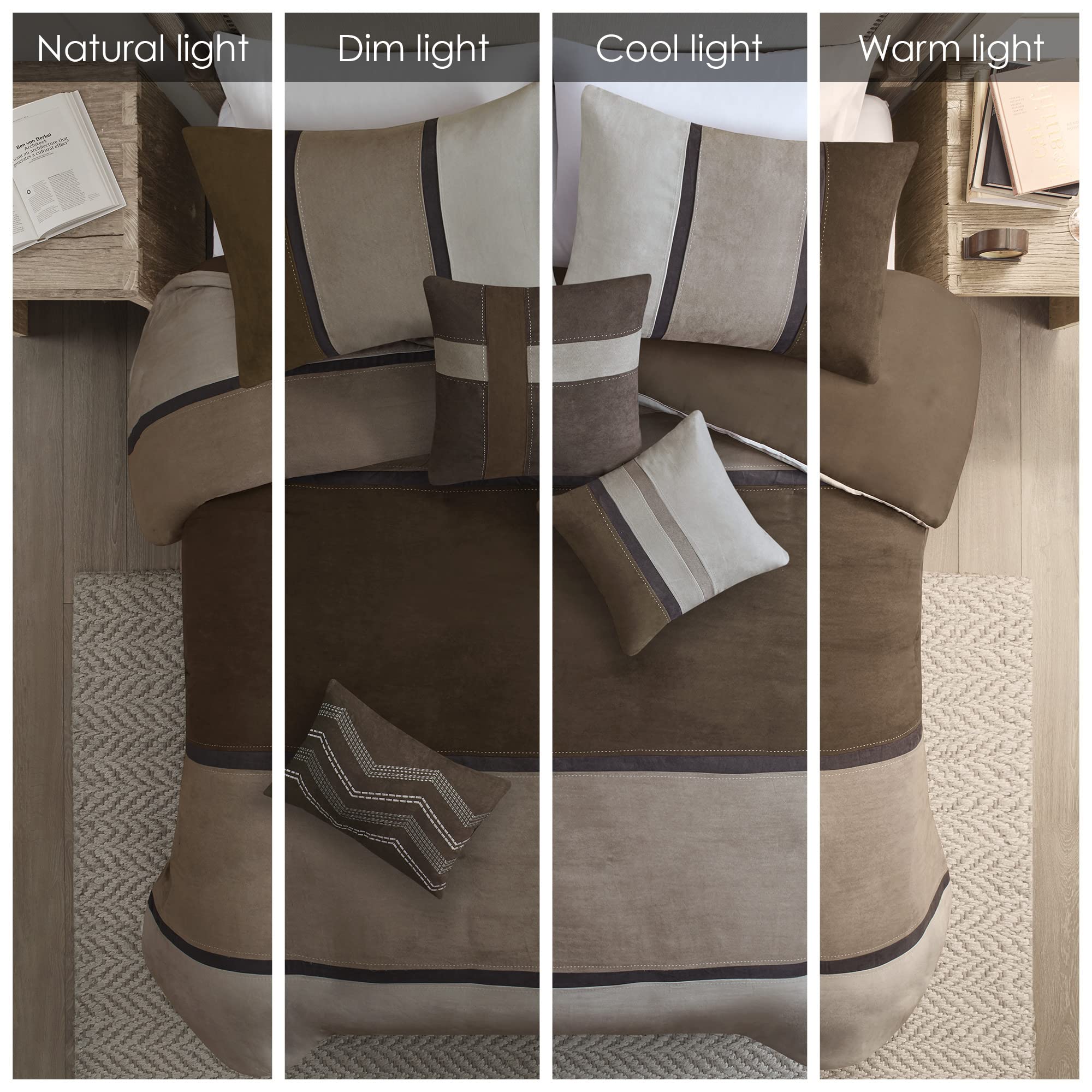 King Comforter Set 7-Piece Faux Suede