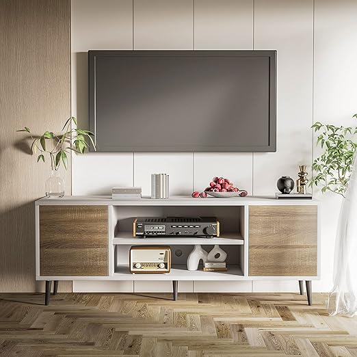 Mid Century Modern TV Stand for 65 Inch TV with Storage