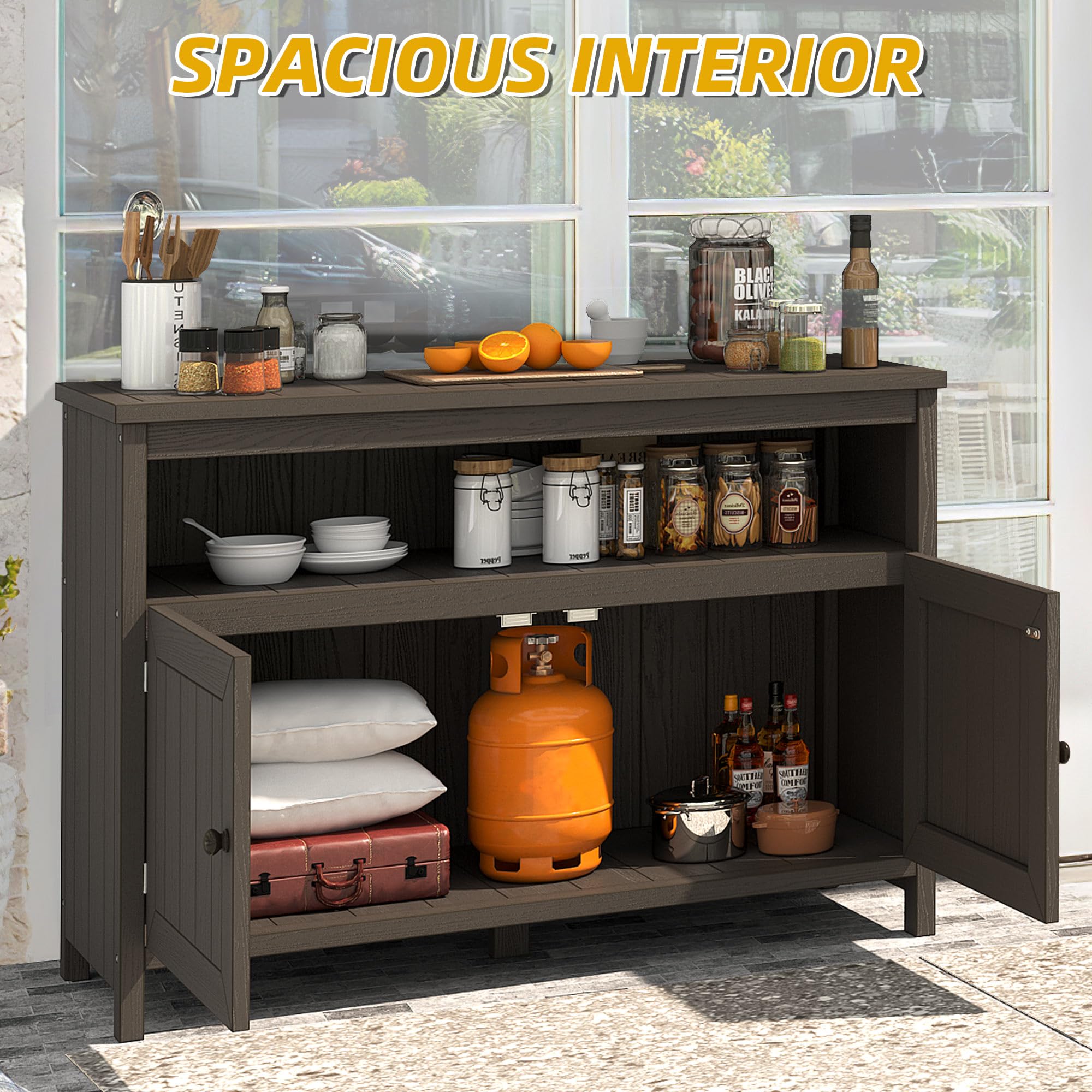 Outdoor Sideboard Storage Cabinet with Shelves