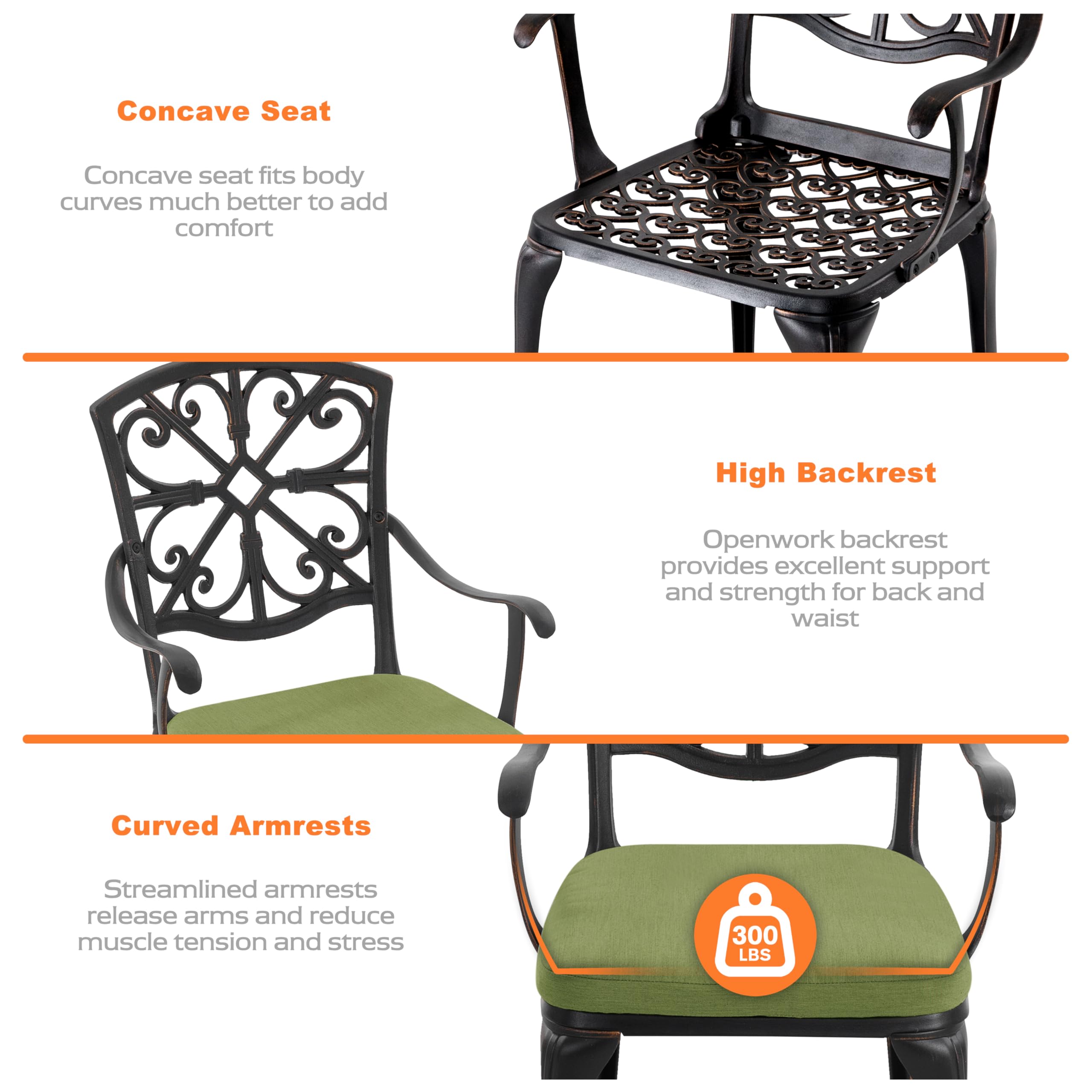 3-Piece Outdoor Bistro Set with Cushions