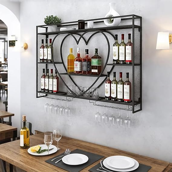 Wall Mounted Wine Rack with LED Lighting