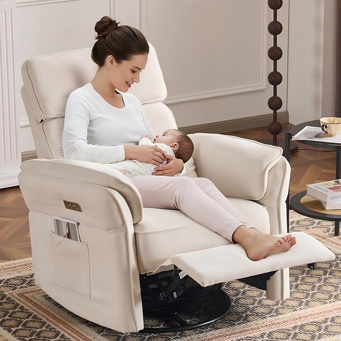 Power Swivel Glider Recliner Chair with Adjustable Armrests