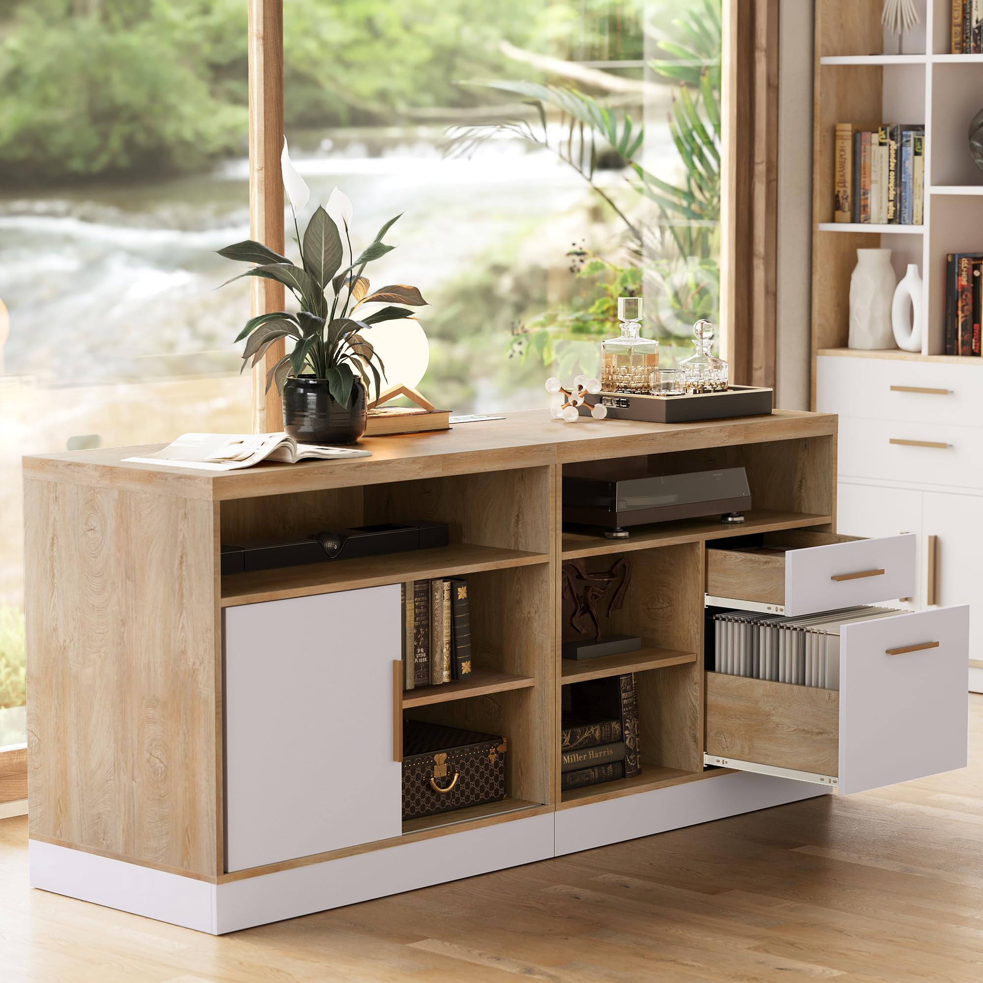 63" Wood Lateral File Cabinet with Lock