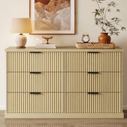 6-Drawer Wide Dresser with Fluted Panels