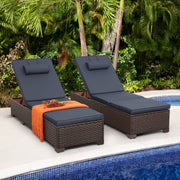 Outdoor Chaise Lounge Set with Adjustable Backrest and Cushions
