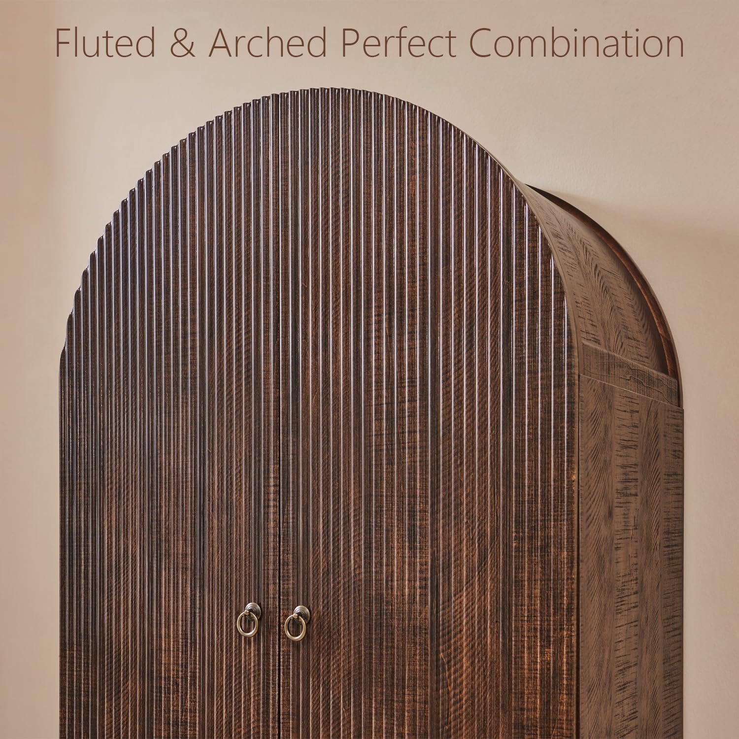 71" Tall Arched Pantry Cabinet with Adjustable Shelves and Drawers