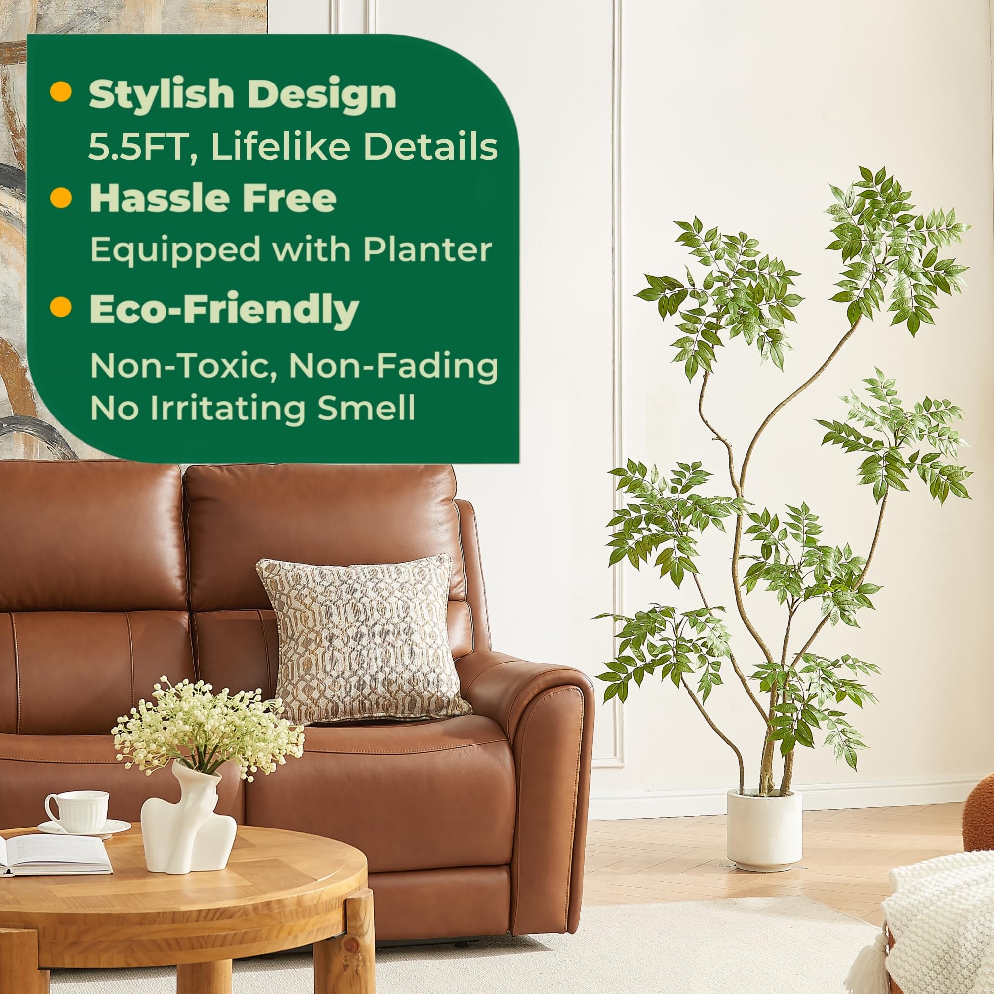 5.5FT Artificial Sumac Tree with White Pot